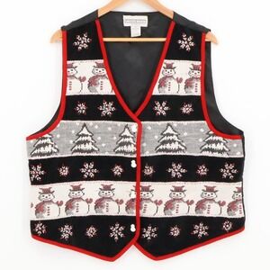 Dress Barn Christmas Snowman‎ Vest Holiday Winter Party Heritage Plus Size 1X